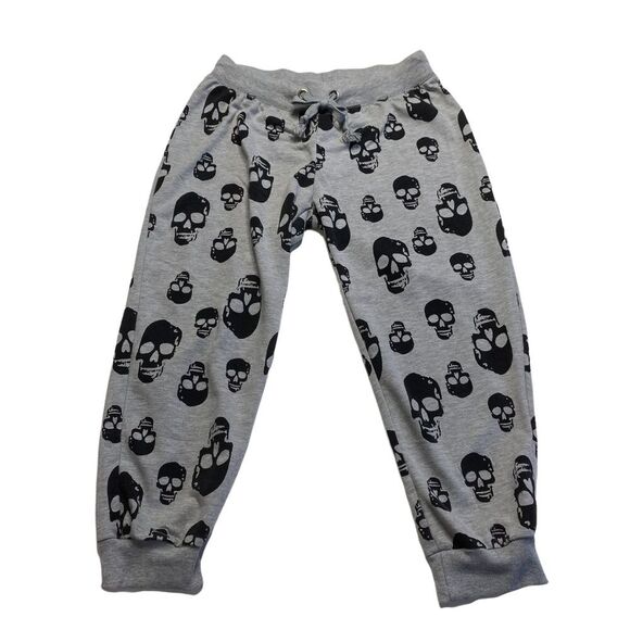 Coco Limon Cropped Skull Skeleton Joggers Gray Halloween Horror Spooky Sz M - Picture 11 of 11
